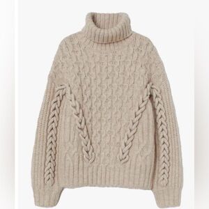 H&M Cozy Cable Knit Turtleneck Sweater - Cream